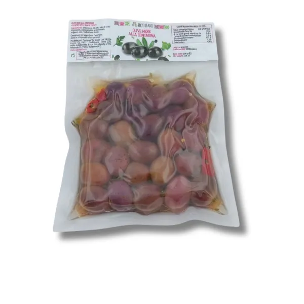 Olive Nere alla Contadina - Gusto Tradizionale in Busta Sottovuoto da 200g
