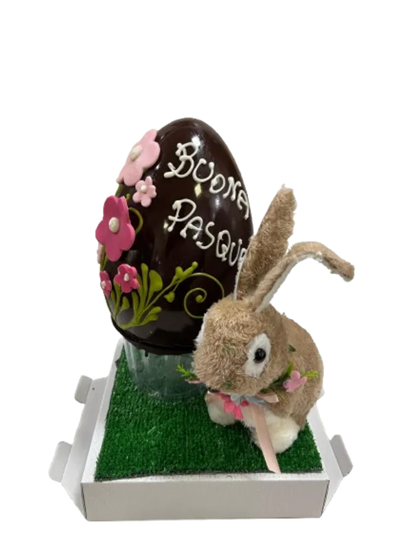 Uovo artigianale Buona Pasqua - Cioccolato al latte- Dipinto a mano 400 gr