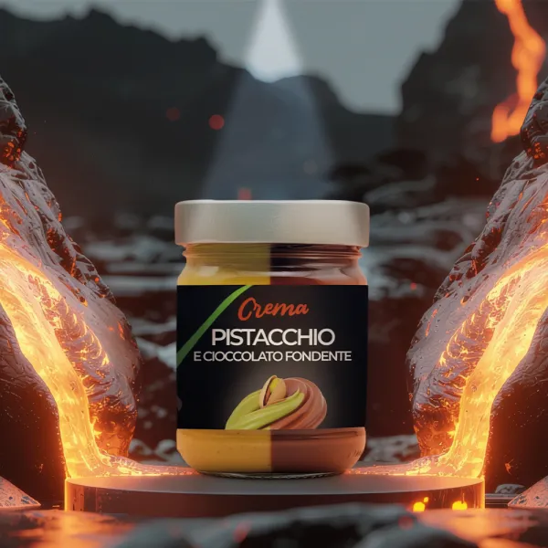 Crema doppio gusto cioccolato fondente e pistacchio | Vulcano