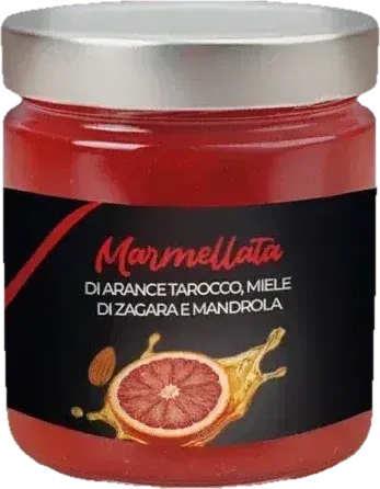 Marmellata di arance tarocco con miele di zagara e mandorla Vulcano