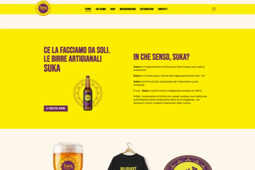 Birra Suka: una schermata del sito