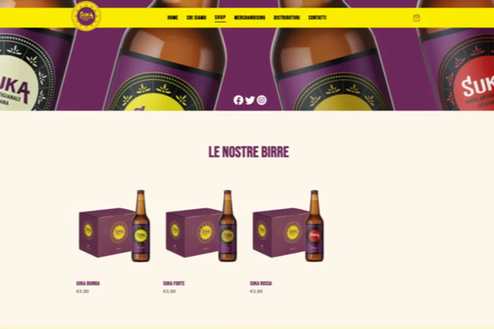 Birra Suka: una schermata del sito