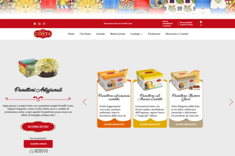 Costa Dolci: una schermata del sito