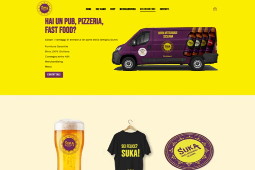 Birra Suka: una schermata del sito