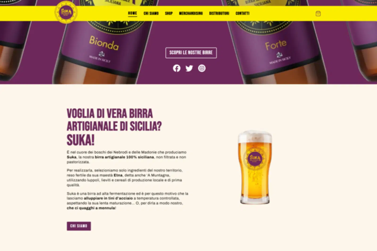 Birra Suka: la home del sito