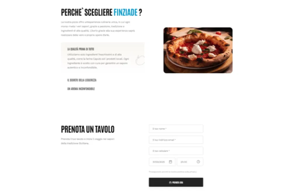 Finziade: una schermata del sito