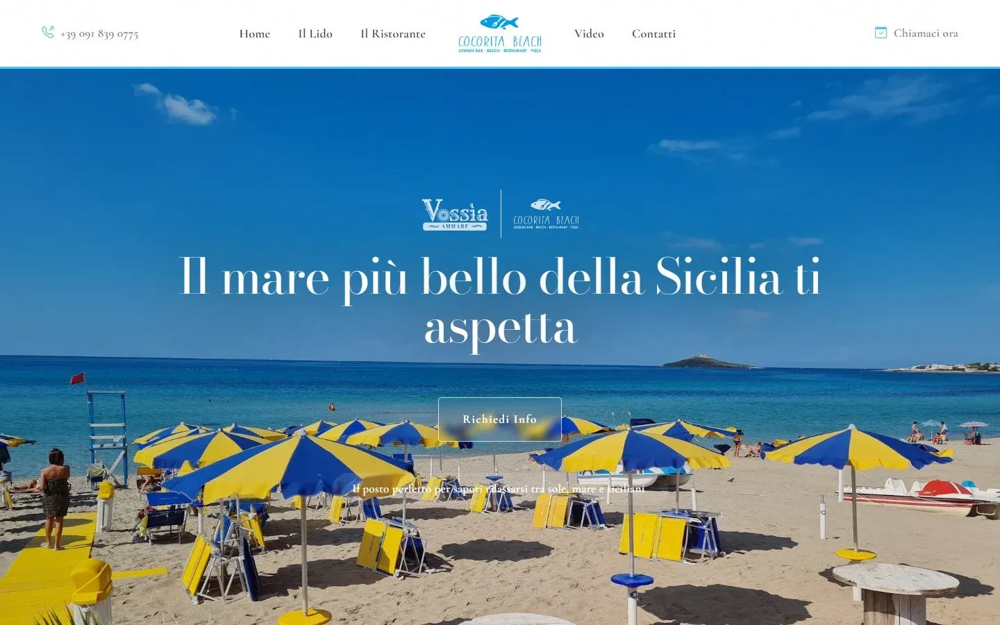 La home del sito di Cocorita Beach