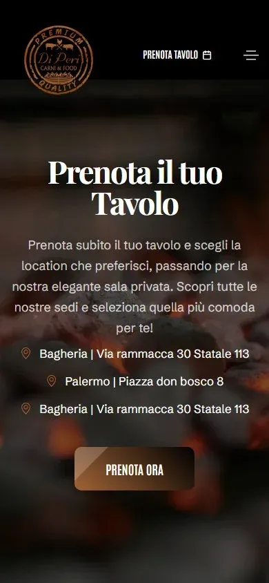 Il sito di Di Peri sul telefono