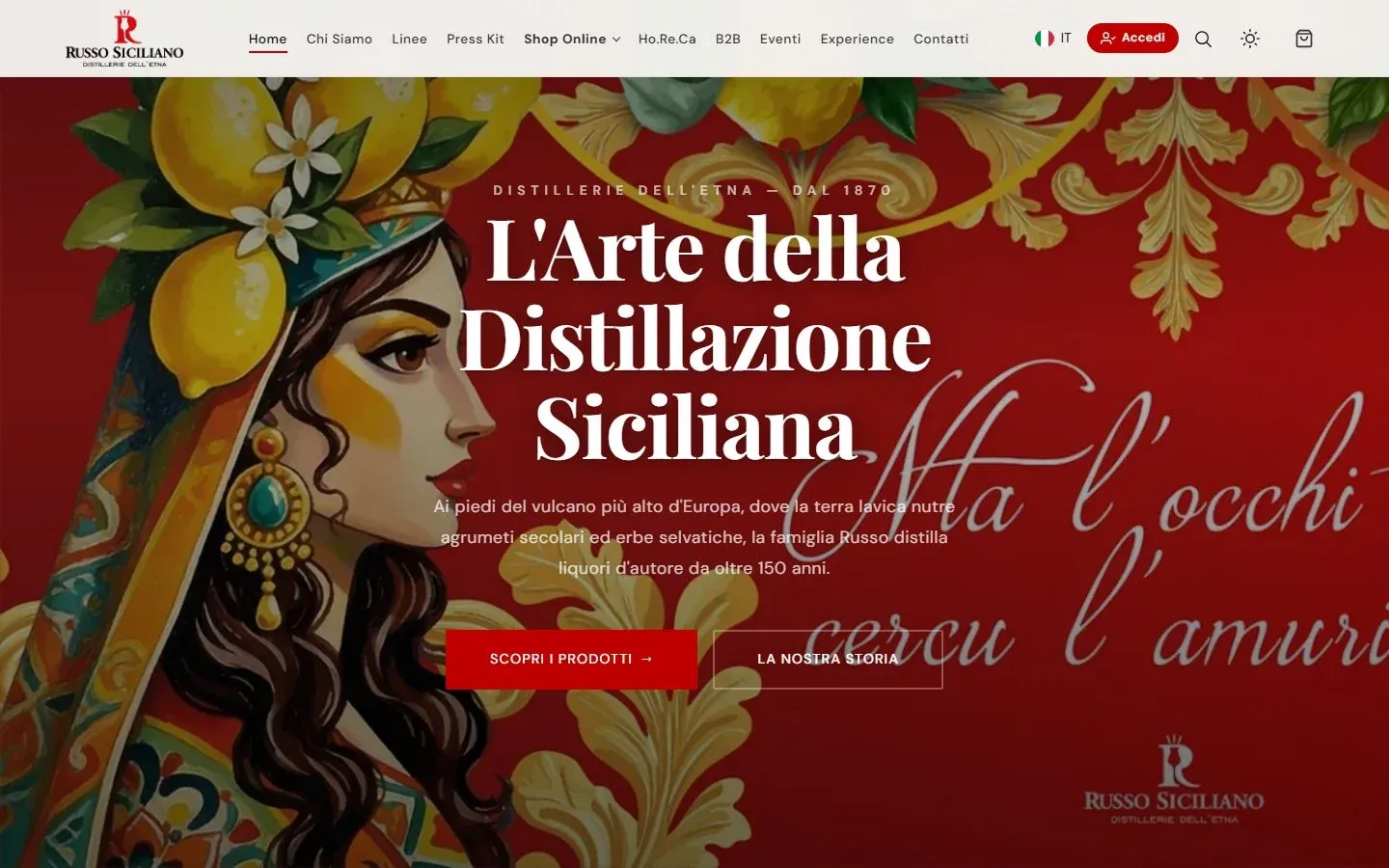 La home del sito di Russo Siciliano