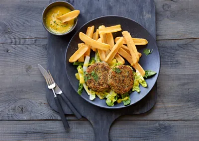 Veggie Burger Fry'n'Dip