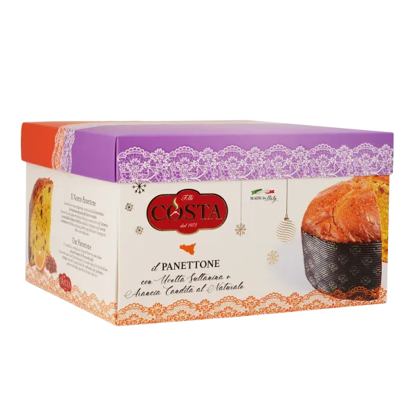 Panettone con uvetta sultanina e arancia candita al naturale 1 KG