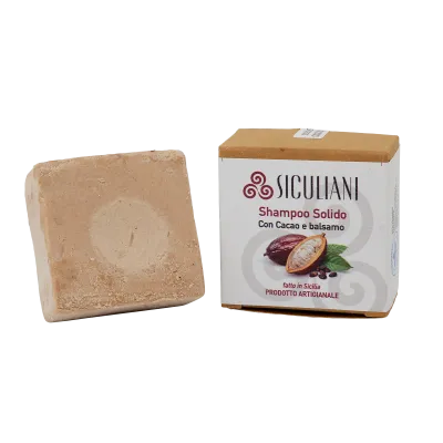 Shampoo solido biologico con cacao e balsamo