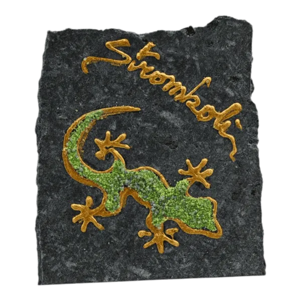 Calamita di pietra lavica in micropittura - Geco Eoliano cm 5x5