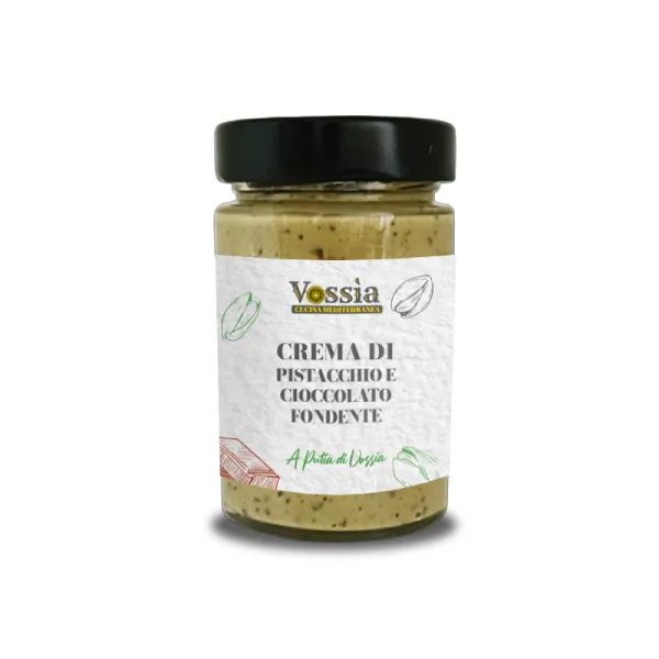 Crema dolce al pistacchio con granella di cioccolato fondente