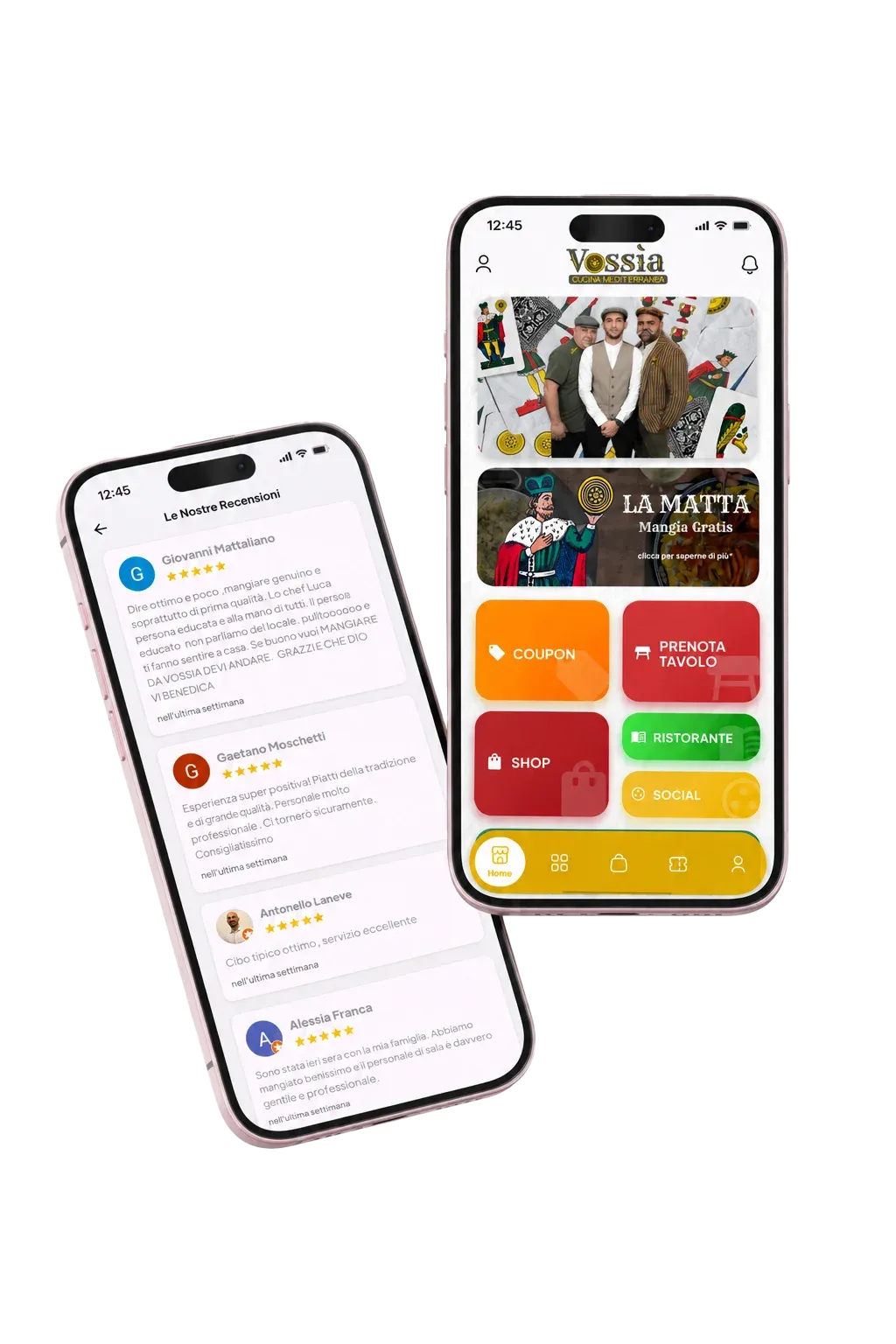 Anteprima dell'app Vossìa sullo smartphone