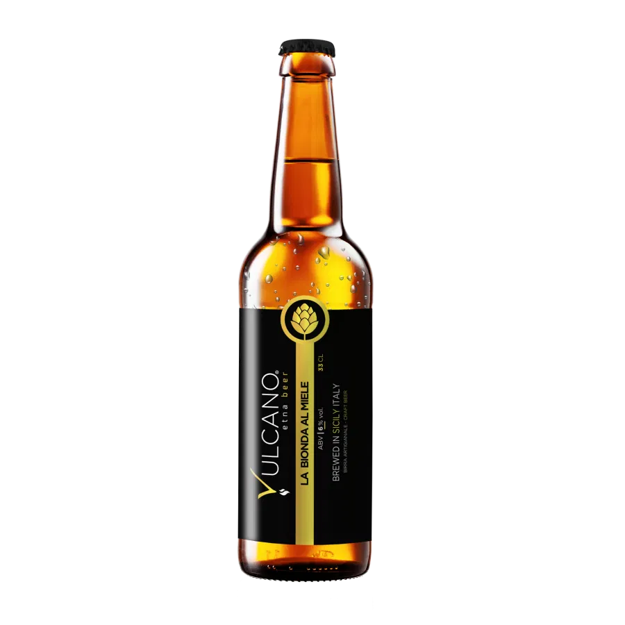 Bottiglia di birra Vulcano La Bionda al miele da 33 cl