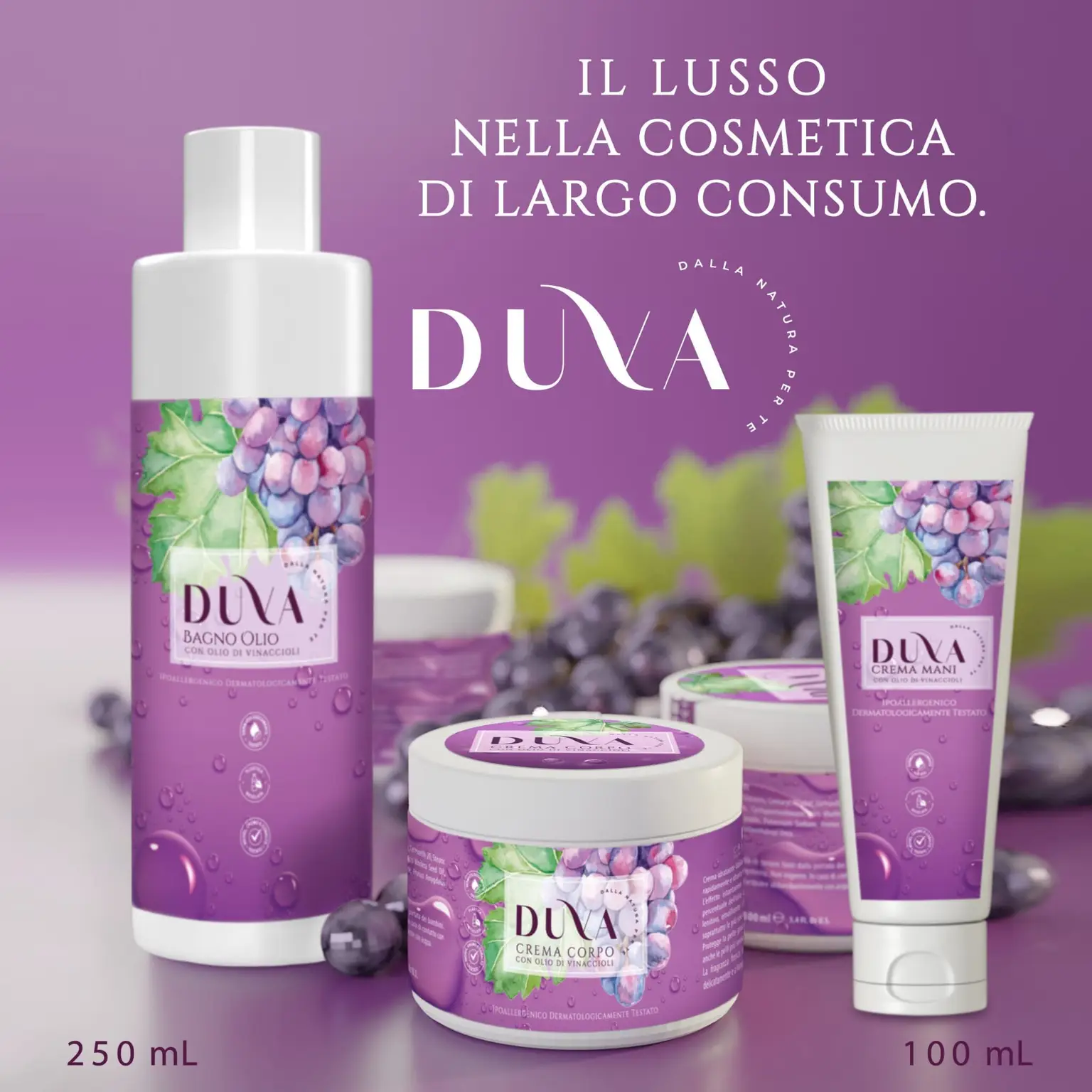 DUVA - Skincare con olio di vinacciolo Etna