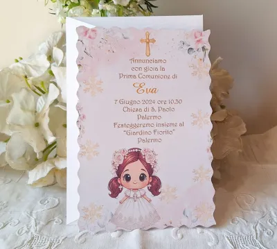 Biglietto Pop-up Prima Comunione – Calice 3D con Ostia e Simboli