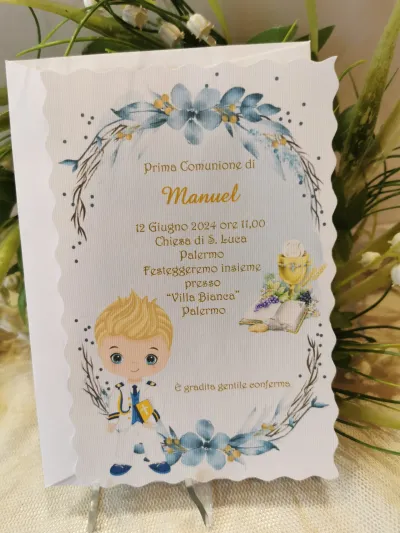 Biglietto Pop-Up 3D Per Prima Comunione | Croce E Colomba | Fatto A Mano Con Carta Fedrigoni | Invito Originale