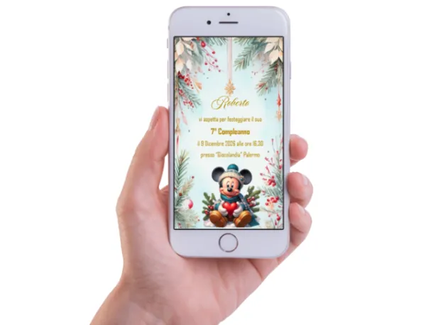 Invito Digitale Compleanno Topolino Natalizio