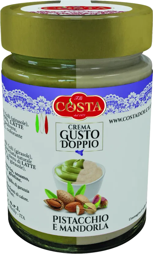 Jar of Gusto Doppio pistachio and almond cream