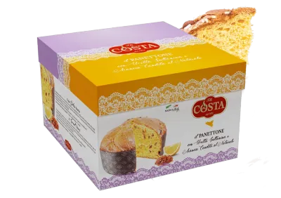 Traditional panettone with its pack